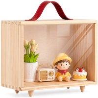 VOGREX Wooden Jewelry Display Box Acrylic Dustproof Lid Collectibles in Beige