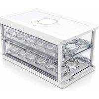 VOGREX 2 Tier Rolling Egg Dispenser 36 Eggs Fridge Storage Rack in Clear