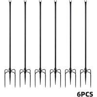 VOGREX 6 Pack 10FT Metal Yard Light Poles Outdoor Hanging Hooks in Black