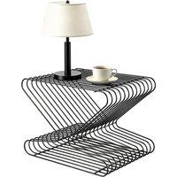 VOGREX Black 2-Tier Steel End Table Small Indoor Storage Shelf