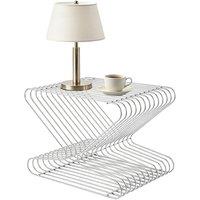 VOGREX Silver 2-Tier Steel End Table Small Indoor Storage Shelf