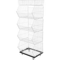 VOGREX 5-Tier Freestanding Retail Display Rack Fruit Veg Snack Basket Shelf in White