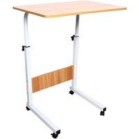 VOGREX C-Shaped Side Table Sofa Coffee Laptop Storage Desk Modern in Beige