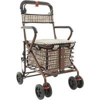 VOGREX Foldable Senior Walker 330lbs Seat Shock Wheels Basket