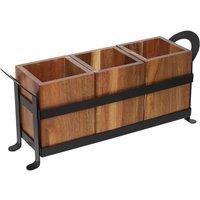 VOGREX Rustic Wooden Kitchen Utensil Cutlery Organizer Holder in Brown