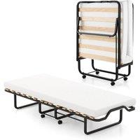 Hinsinc Portable Folding Guest Bed With 10cm Memory Foam Mattress in Black | Size: Cot