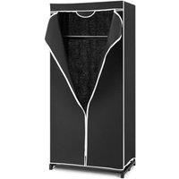 Hinsinc Folding Single Fabric Wardrobe With Hanging Rail & Zipper in Black | Size: 0.6m2