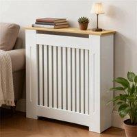 Hinsinc Veritcal M - 112x20x83cm Tall Radiator Cover Wooden Cabinet in White | Size: 0.6m2
