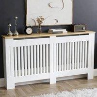Hinsinc Vertical L- 152x20x83cm all Radiator Cover Wooden Cabinet in White | Size: 0.6m2