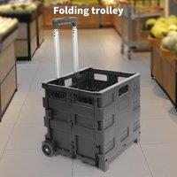 EONLION 45L Folding Boot Cart Shopping Trolley in Black | Size: 100 cm