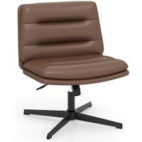 Kelvenix PU Leather Wide Swivel Computer Task Chair in Brown | Size: 0.6m2