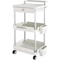 Kelvenix 3 Tier Kitchen Trolley Cart on Wheels in White | Size: 0.6m2