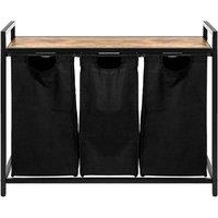 Kelvenix Large Industrial Wooden Laundry Hamper Basket in Black | Size: 0.6m2