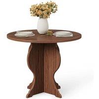 VOGREX Round Dining Table Modern Farmhouse Kitchen Table in Brown