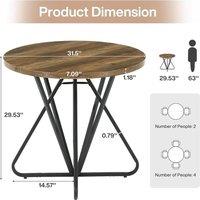 VOGREX Modern Round Dining Table Small Kitchen Dinner Table in Brown