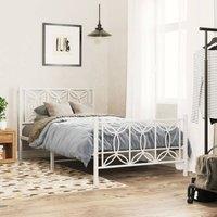 Berkfield Home Metal Bed Frame without Mattress with Footboard White 100x200cm | Size: 100x200 cm