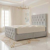 Somnior Ziggy Linen Divan Bed Mattress No Draw 54 Headboard & 22 Footboard in Light Grey | Size: Single