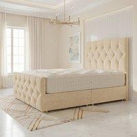 Somnior Ziggy Linen Divan Bed Mattress No Draw 54 Headboard & 22 Footboard in Beige | Size: Small Single