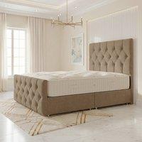 Somnior Ziggy Linen Divan Bed Mattress No Draw 54 Headboard & 22 Footboard in Brown | Size: Small Single