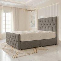 Somnior Ziggy Linen Divan Bed Mattress No Draw 54 Headboard & 22 Footboard in Silver | Size: Single