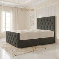 Somnior Ziggy Linen Divan Bed Mattress No Draw 54 Headboard & 22 Footboard in Dark Grey | Size: Small Single