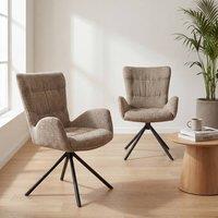 SONARA Set of 2 Luxury Chenille Swivel Accent Chair for Living Room Office in Brown
