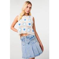 Pink Vanilla Women's Stone Heart Crochet Top | Size: Medium/Large