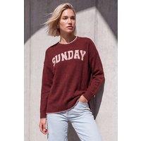 Roman Women's Sunday Slogan Knit Jumper in Burgundy | Size: 10