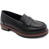 Pavers Women's Wide Fit Chunky Sole Penny Loafers in Black | Size: 5
