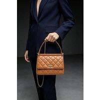 LARANGE Women's Quilted Chain Handle Shoulder Bag in Tan | Size: 1 Pack