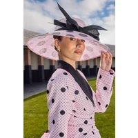 Coast Women's Lisa Tan Bow Wide Brim Hat With Printed Spot in Pink