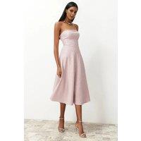 WOVCOR Women's Strapless Textured Midi Dress in Pale Pink | Size: 12