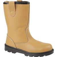 Grafters Men's Leather Safety Rigger Treaded Sole Toe Cap Boots in Tan | Size: 15