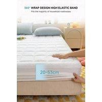Living and Home Durable&Soft Checkerboard Fitted Mattress Protector in White | Size: Small Double Fitted