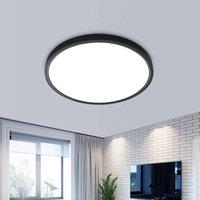 COMELY Bathroom Ceiling Light, 24W Dome Modern Flush Ceiling Light, 30CM, IP54 in Black