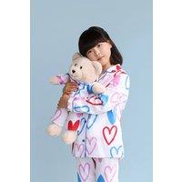 LunaMia Girl's 'Camilla' Pyjama Set With Matching Teddy Bear in White | Size: 12-13 Years