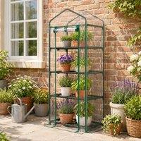 STILVORA 4 Tier Portable Greenhouse with Steel Frame in Green