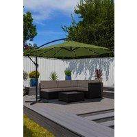 Neo 3M Outdoor Freestanding Parasol with LED Lights & Metal Base in Green