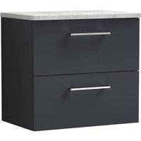 Balterley Level 600mm Wall Hung 2 Drawer Unit with Laminate Worktop - Dark Grey