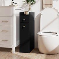 Costway 4-Tier Narrow Toilet Side Storage Cabinet w/Slide Out Drawers in Black