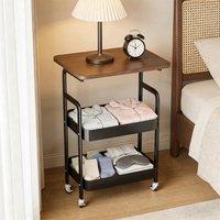 VOGREX Black 3 Tier Rolling Storage Trolley Cart Kitchen Utility Rack UK