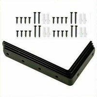 VOGREX 8Pcs Cast Iron L-Shape Wall Mount Shelf Brackets in Black