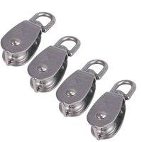 VOGREX 4Pcs Stainless Steel Swivel Lifting Single Pulley Block UK in Silver