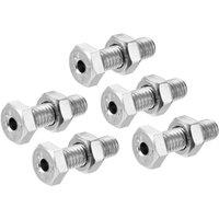VOGREX 5Pcs M6x20mm Stainless Steel Hex Hollow Screws With Nuts in Silver