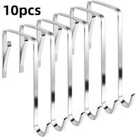 VOGREX 10Pcs Stainless Steel Over Door Hooks Reversible Cupboard Hanger in Silver