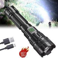 Ventryn Super Bright LED Flashlight Rechargeable High Powered Torch in Black