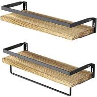 VOGREX 2Pcs Wooden Wall Mount Floating Shelves Home Office Display Storage in Beige