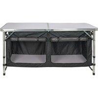 VOGREX 4ft Adjustable Folding Camping Table Storage Cabinet Outdoor Kitchen in Silver