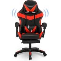 VOGREX Red Leather Massage Gaming Chair Recliner With Leg Rest