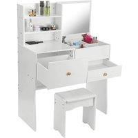 VOGREX White Modern Vanity Set LED Mirror Dressing Table & Stool